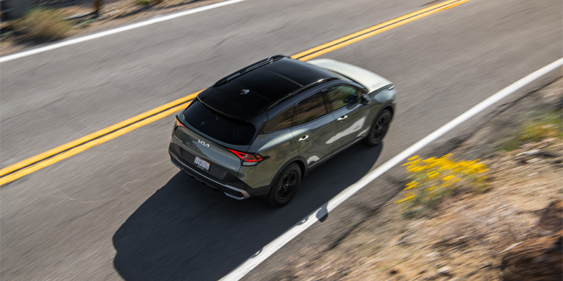 2025 Kia Sportage Driving Down Highway - View from Above